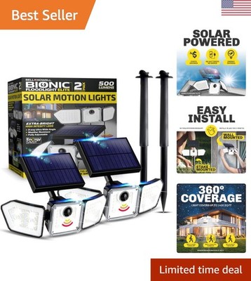 Bionic Solar Flood Light Set - 89 LEDs, 3 Adjustable Heads for Ultimate Security