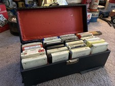 24 Slot 8 Track Cassette Organizer Leather Vintage-Filled