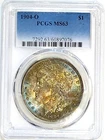1904-O  PCGS MS 63 Morgan Dollar Lovely Obverse Rainbow Color  Toned