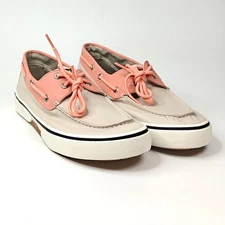 Sperry Men Top-Sider Boat Shoes Bahama STS19240 Canvas & Leather Coral Size 10.5