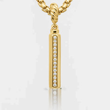 Vertical Bar Pendant Necklace 14K Gold Lab Grown Diamond Round F VS Diamonds