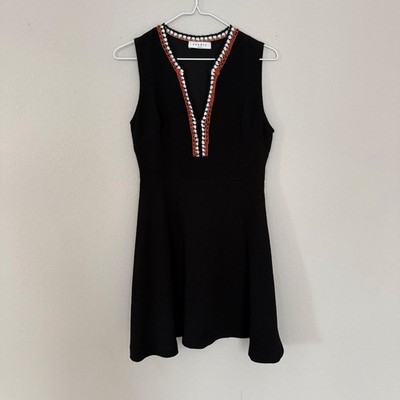 Sandro Paris Black Runaway Dress with Crochet Embellished Neckline Sz 2/M