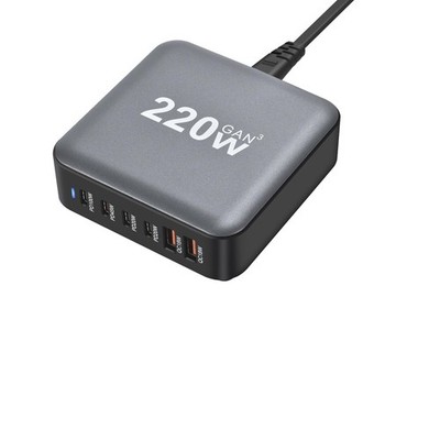 220W GaN III 6 Ports Fast Charging Station Hub Block Portable Wall PD Charger...