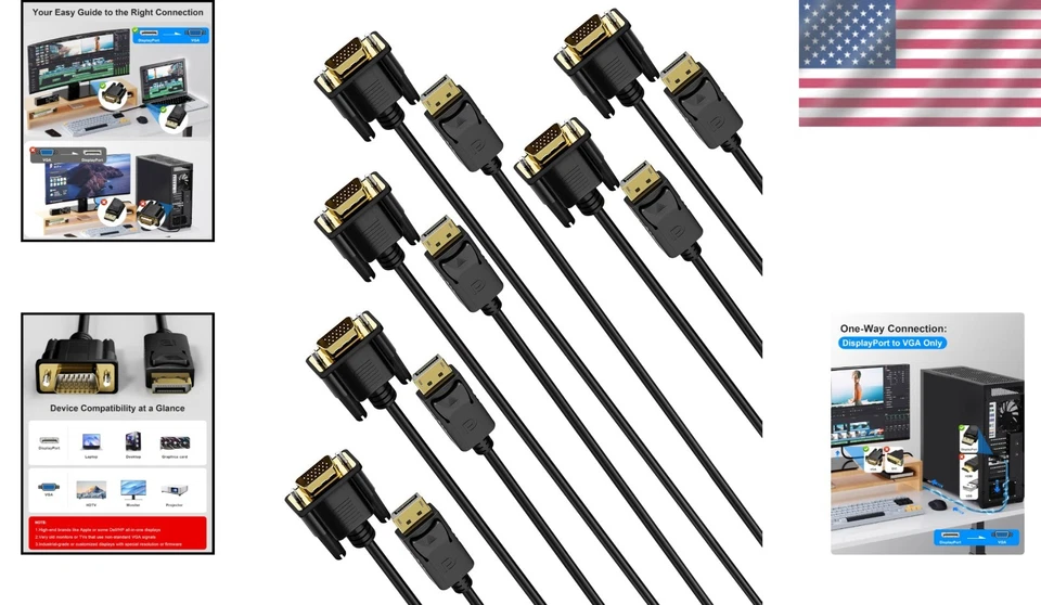 Enhanced Signal 6-Pack DisplayPort to VGA Male Adapter - Ideal for Presentations - Image 2 of 4