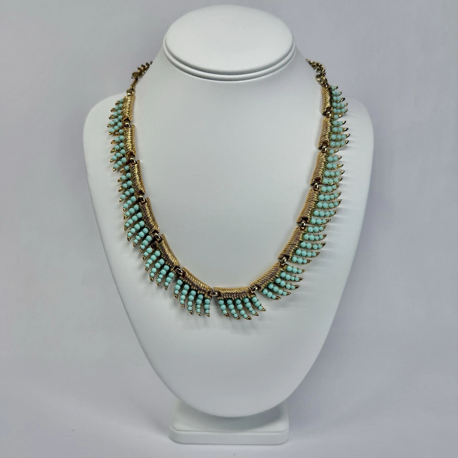 TRIFARI Grand Parure Gold & Turquoise Bead Vintage Necklace Jewelry N350