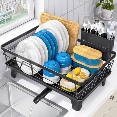 Dish Drying Rack for Kitchen Counter, Sink Dish Rack with Drainboard 12.2'' W x