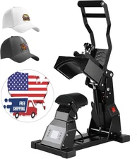 Máquina de prensado térmico para gorras con 2 placas intercambiables - Negra US