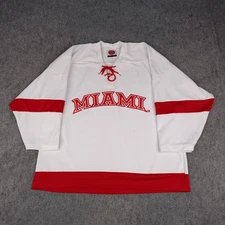 Miami RedHawks Hockey Jersey Mens Medium White Red Lace Up K1 Sportswear