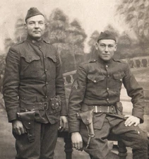 WWI Army Soldiers With Pistol Real Photo Postcard Machine Gun Company
