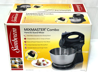 Sunbeam MixMaster Combo 250-Watt 5-Speed Hand & Stand Mixer, Black / Silver NEW