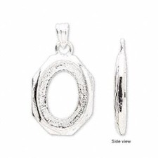 2 Silver Plated Brass Pendant Settings, Fits 18x13mm Oval Cabochon