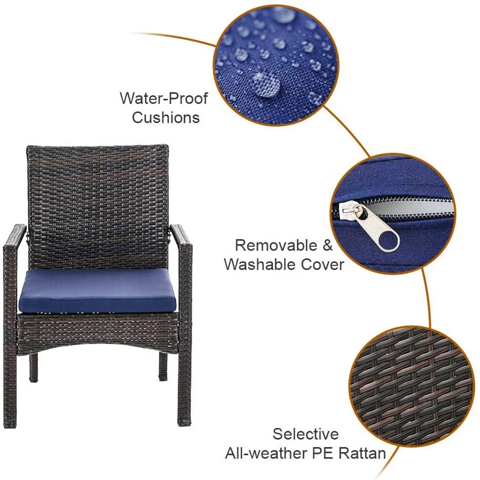 Patio Dining Chairs Set of 4 with Cushion Outdoor Chairs Rattan Wicker Armchair - Image 2 of 4