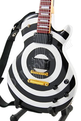 Miniature Guitar Zakk Wylde Black White BULLSEYE & Strap