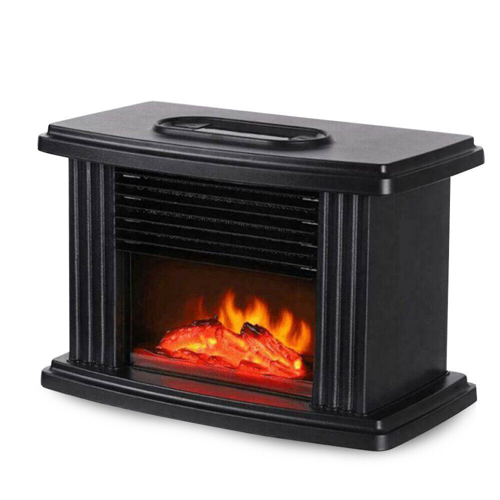 Mini Small Air Heater Electric Fireplace Space Heater Log 3D Flame Stove Home US