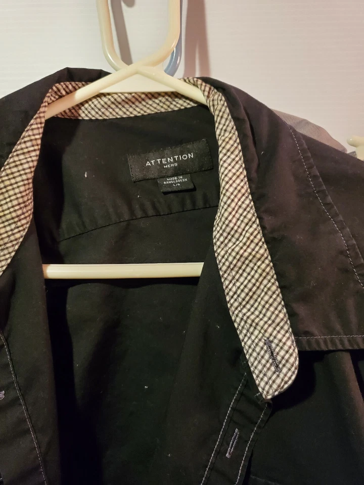 Mens Attention Black Long Sleeve Shirt LG - Image 2 of 2
