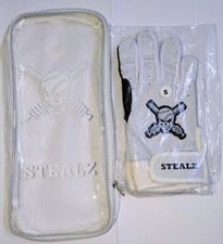 Adult Batting Gloves sm White/Black short cuff cabretta leather Reinforced Thumb