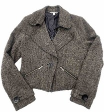 Cabi Jacket Women Size 8 Black And Tan Tweed Moto Style Career Cropped