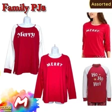 2-Pack NWD Family Pajamas Women M Printed Merry Pajama Top Red/White 100127395