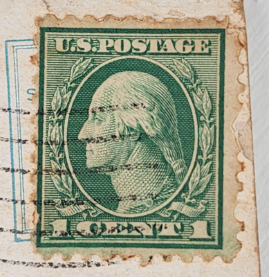 Unusual 1 Cent George Washington Stamp Green Profile Olive