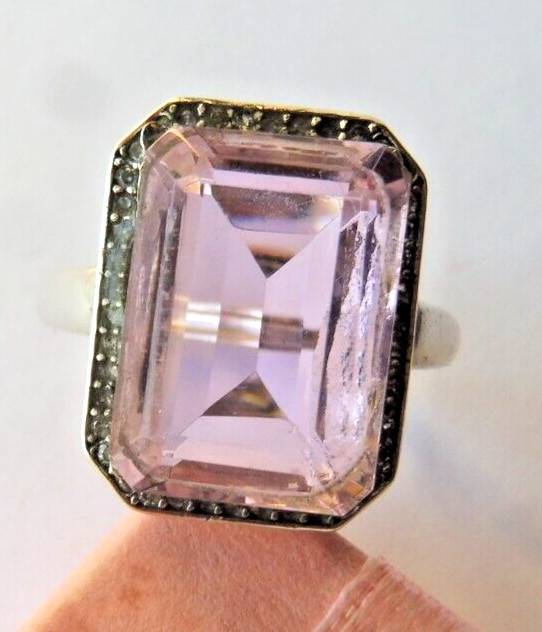 Bague morganite rose cadeau d'anniversaire en argent massif 925