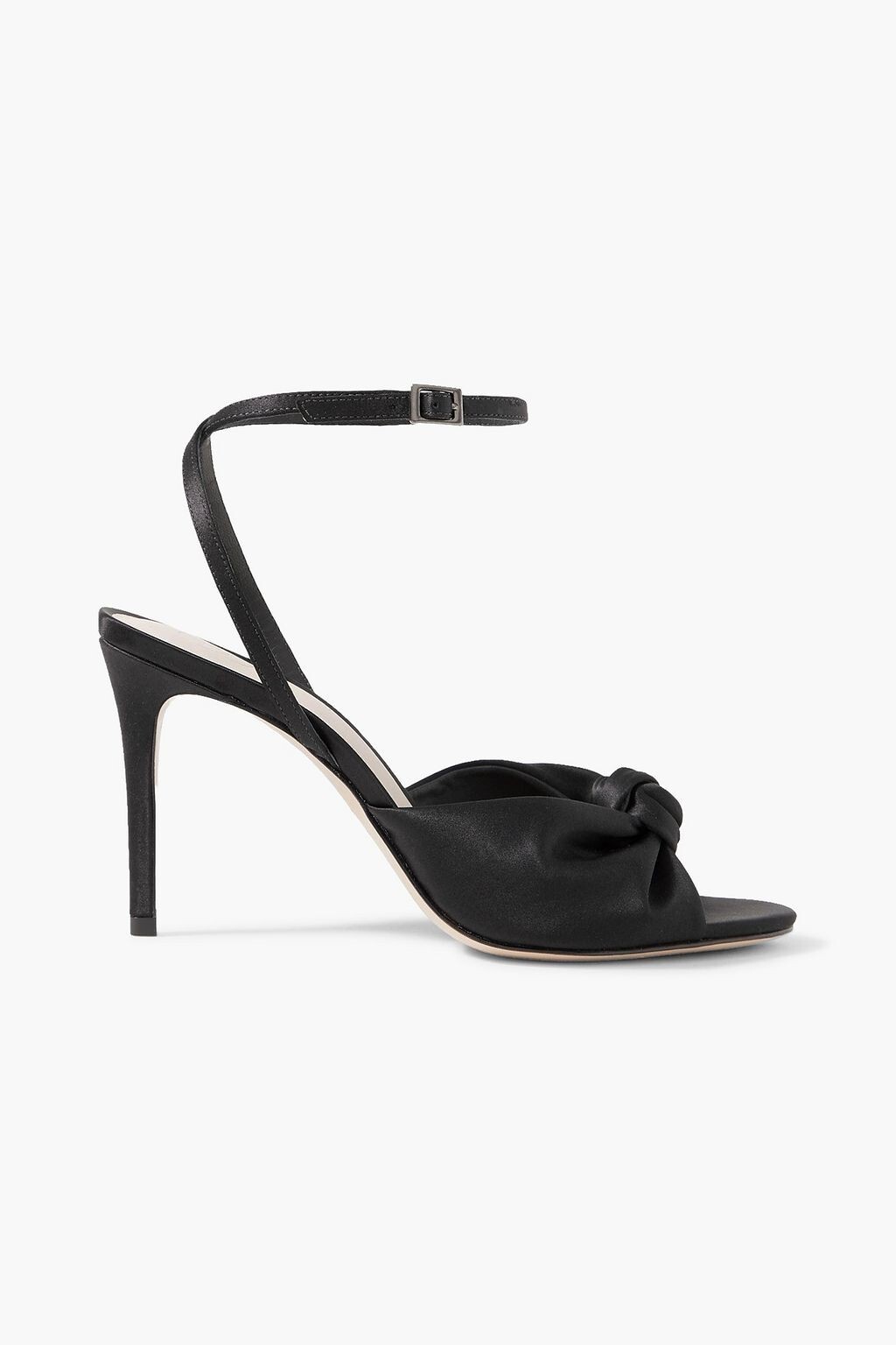 PORTE & PAIRE Satin Silk Stiletto Knotted Strappy Sandals Black 37 7
