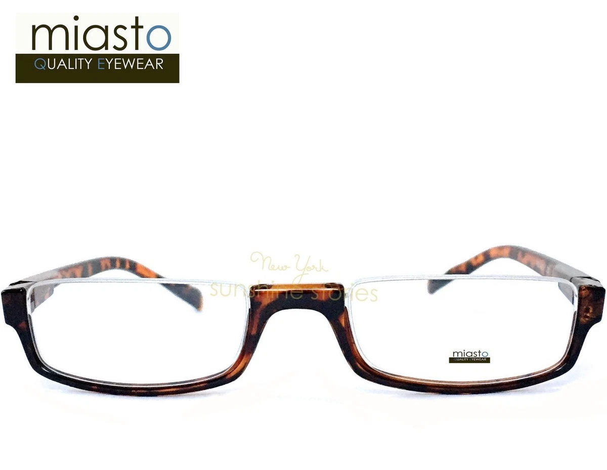 MIASTO TOP RIMLESS RECTANGLE HALF READER READING GLASSES+1.75 BROWN LARGE~  FLEX