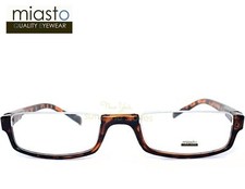 MIASTO TOP RIMLESS RECTANGLE HALF READER READING GLASSES 1.75 BROWN LARGE FLEX
