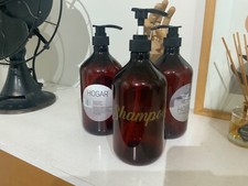 Dispenser Vintage Look Huge W/Pump Hand Dish Soap Shampoo Amber Plastic 32oz.