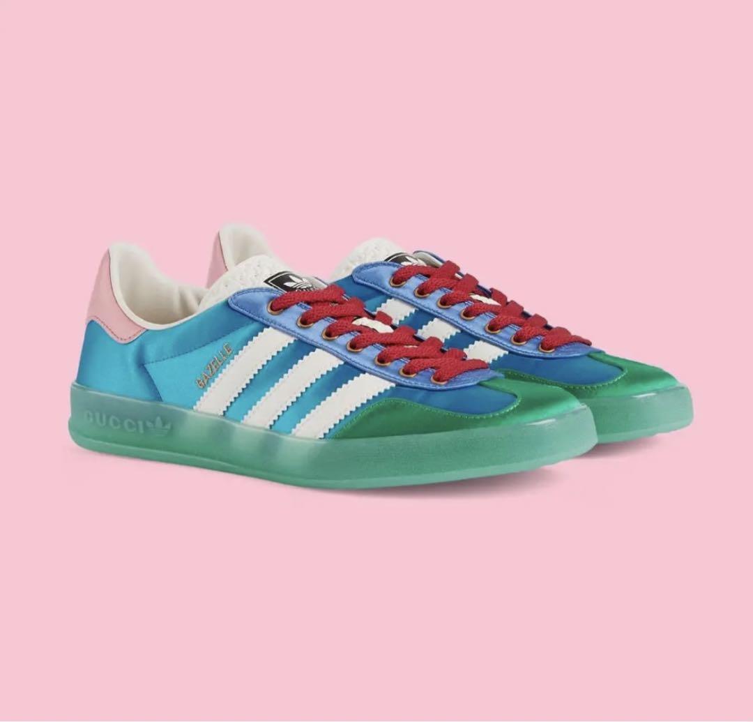 adidas × GUCCI Women's GAZELLE Original Light Blue Sneakers adidas × GUCCI Women's GAZELLE Original Light Blue Sneakers