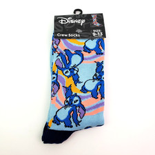 Disney Lilo  Stitch Adult Size 9-13 Blue Graphic Novelty Crew Socks 1 Pack