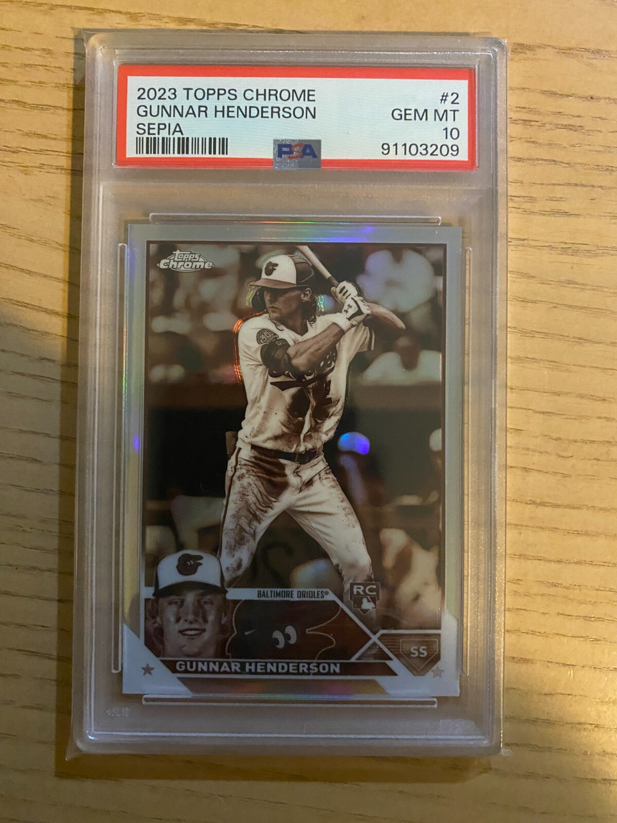 2023 Topps Chrome Gunnar Henderson #2 PSA 10 SEPIA REFRACTOR ROOKIE RC