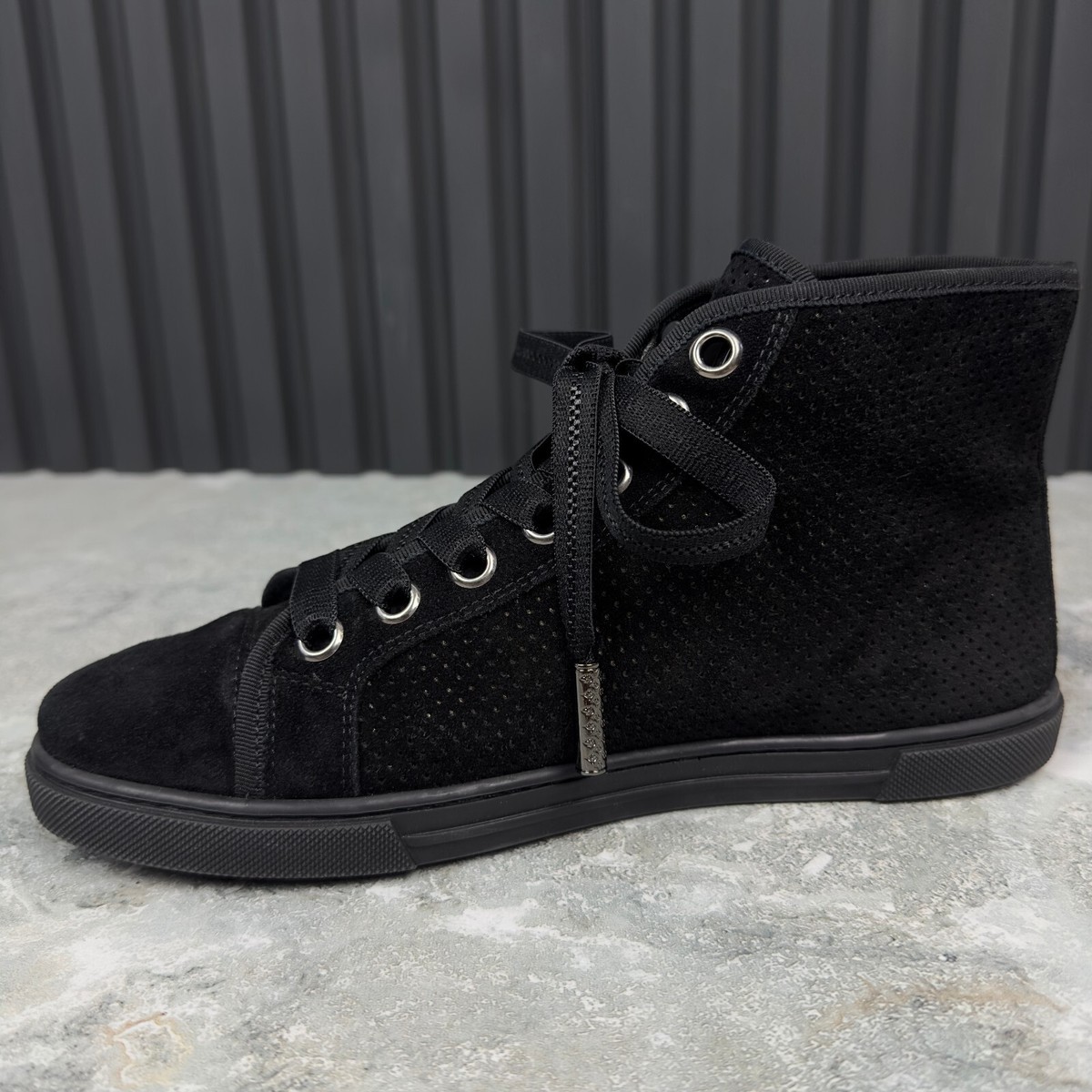 Louis Vuitton High Top Sneakers LV Logo Black Perforated Louis Vuitton High Top Sneakers LV Logo Black Perforated