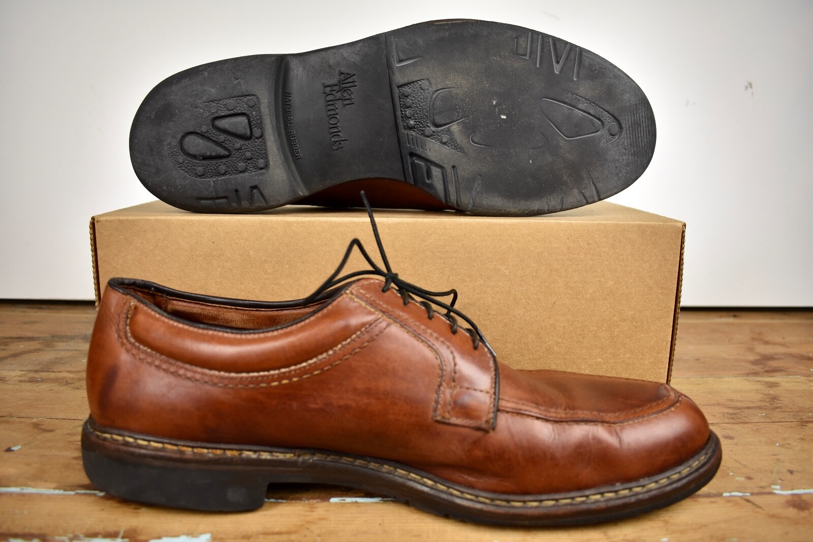 SAOLA Blucher stringato Allen Edmonds Wilbert marrone (Cile) punta moc divisa taglia: 12C