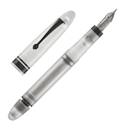 Omas Ogiva Fountain Pen in Frosted Demonstrator with Black Trim - 14kt Gold EF