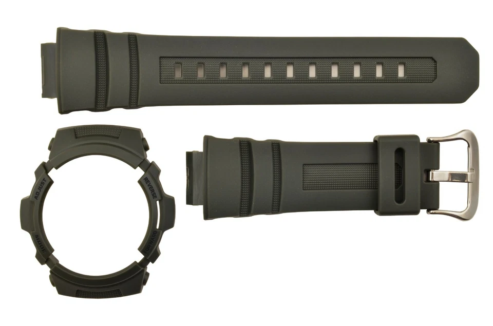 Original Casio G-Shock AWG-100A-3A AWRM-100A-3A Correa de Reloj y Bisel Goma VERDE Foto 2 de 4