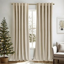 MIULEE Velvet Curtains 84 inches - Luxury 52"W x 84"L Pack of 2 , Beige