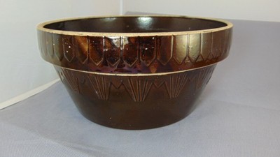 Vintage Ruckels Stoneware Mixing Bowl  10''  Picket Fence Motif