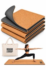 Roam & Wrap Cork Travel Yoga Mat Packable & Foldable 5mm Mat, Not Rolled