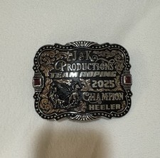 Trophy Rodeo Champion Belt Buckle Team Roper Roping Header Heeler
