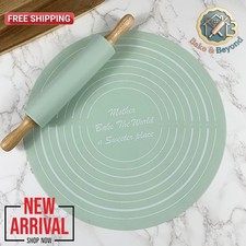 Rolling Pin Pastry Mat Set with Scale Round Thickened Kneading Pad