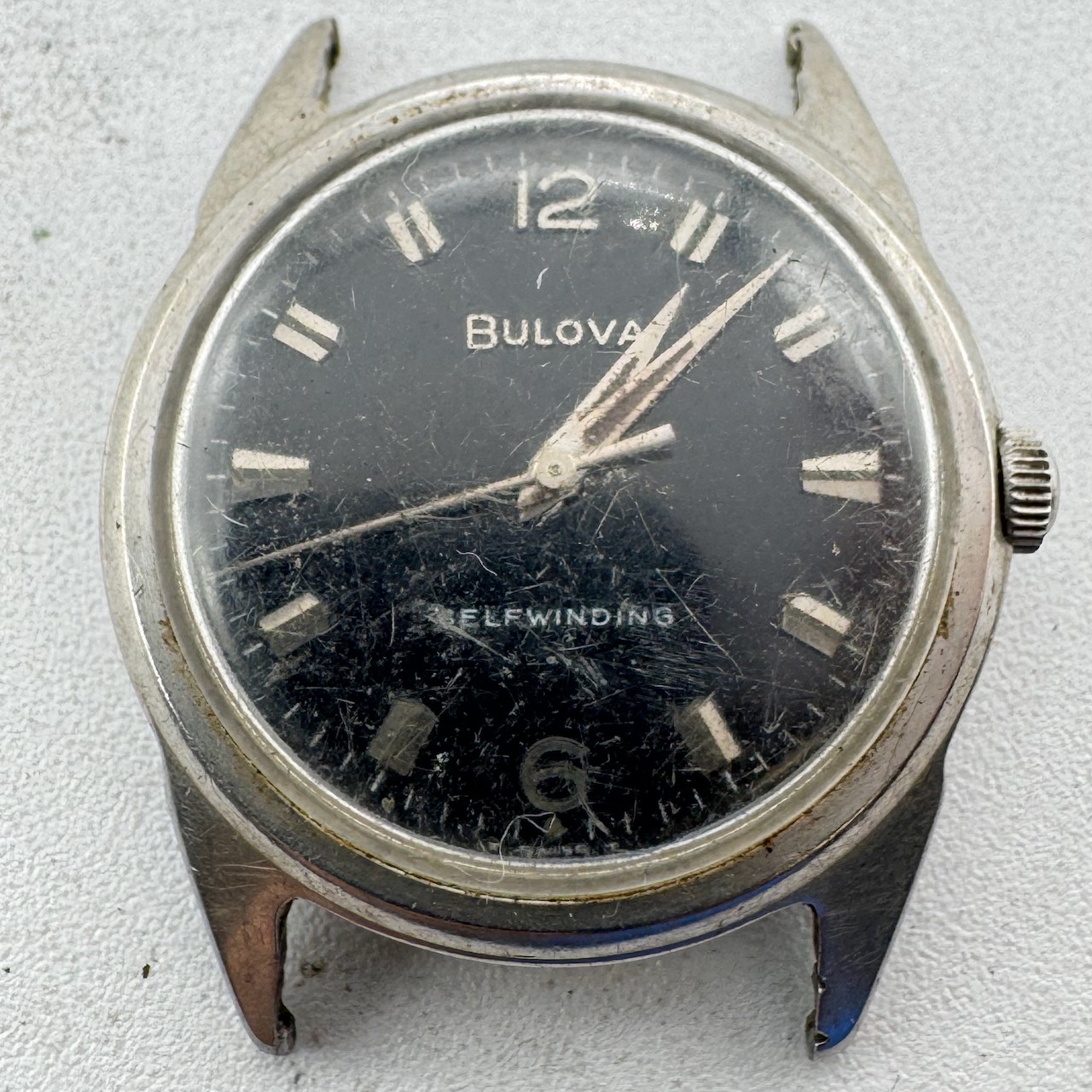 Vintage 1966 Bulova Ambassador Black Men's Automatic Wristwatch Swiss Steel