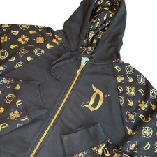 Disney Parks Disneyland Zip Hoodie 2XL Black Gold Foil Castle Vacation Cozy