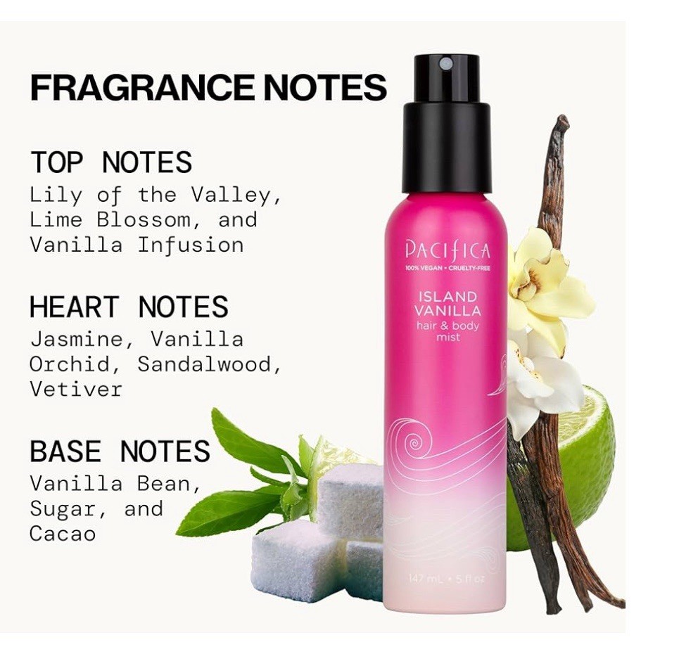 Pacifica Island Vanilla Hair Mist Body Scent 5 Fl Oz Clean Long Lasting Vegan