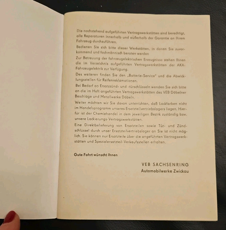 Trabant Service & Anleitungsheft ● VEB Sachsenring ● 1 Eintragung ● Top Zustand  - Bild 2 von 4