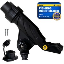 Kayak Rod Holder, with Sealed Deck Mount Base, Black High-Impact Nylon X-Large