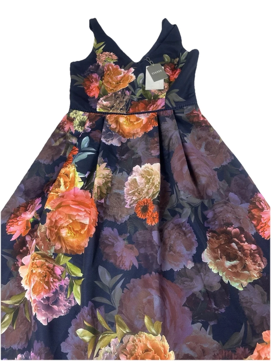 Robe Oasis à Motif Fleurs Néon Avec Paillettes - Taille 8, Occasion En Très Bon état