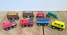 Melissa  Doug Lot Magnetic Wooden Train Engines Cars Coal Gold Wood Plastic
