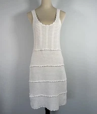 Ella Moss L White Crochet Knit Dress Boho Beach Resort Festival Summer Y2K Retro