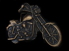 TD03150 VINTAGE 1970s CUT-OUT  MOTORCYCLE  BELT BUCKLE