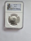 SILVER MS65 1964 P KENNEDY HALF DOLLAR GRADED NGC 50C D MINT 90% AG COIN